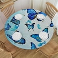thumbnail image 1 of WYYP Blue Spring Butterflies Round Tablecloth Washable Polyester Lace Trim,Summer Fairy Wings 60 Inch Kitchen Circle Table Cloth Cover Mat for Party Dinning Tabletop Wedding Home Decor 38-42, 1 of 8