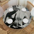 thumbnail image 1 of WYYP Buddha Statue Lotus Position Plant Round Tablecloth 100% Polyester Fiber Great for Home Kitchen/Parties/Holiday Dinner White, 1 of 8