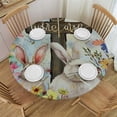 thumbnail image 1 of WYYP Bunny Flowers Cross Round Tablecloth for Picnic Dining Kitchen Farmhouse 100% Polyester Tablecloths White, 1 of 8
