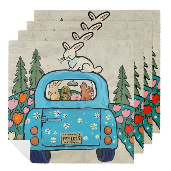 WYYP Bunny Polyester Dinner Napkin for Dining Table Kitchen Daily Party Housewarming Farmhouse Decor Home Decor 6 PCS