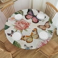 thumbnail image 1 of WYYP Butterfly Flower Lightweight Waterproof Resistant Fabric Round Tablecloth White, 1 of 8