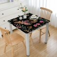 thumbnail image 1 of WYYP Butterfly Flowers Black Background Square Table Cover 100% Polyester Fiber 52*52, 1 of 8