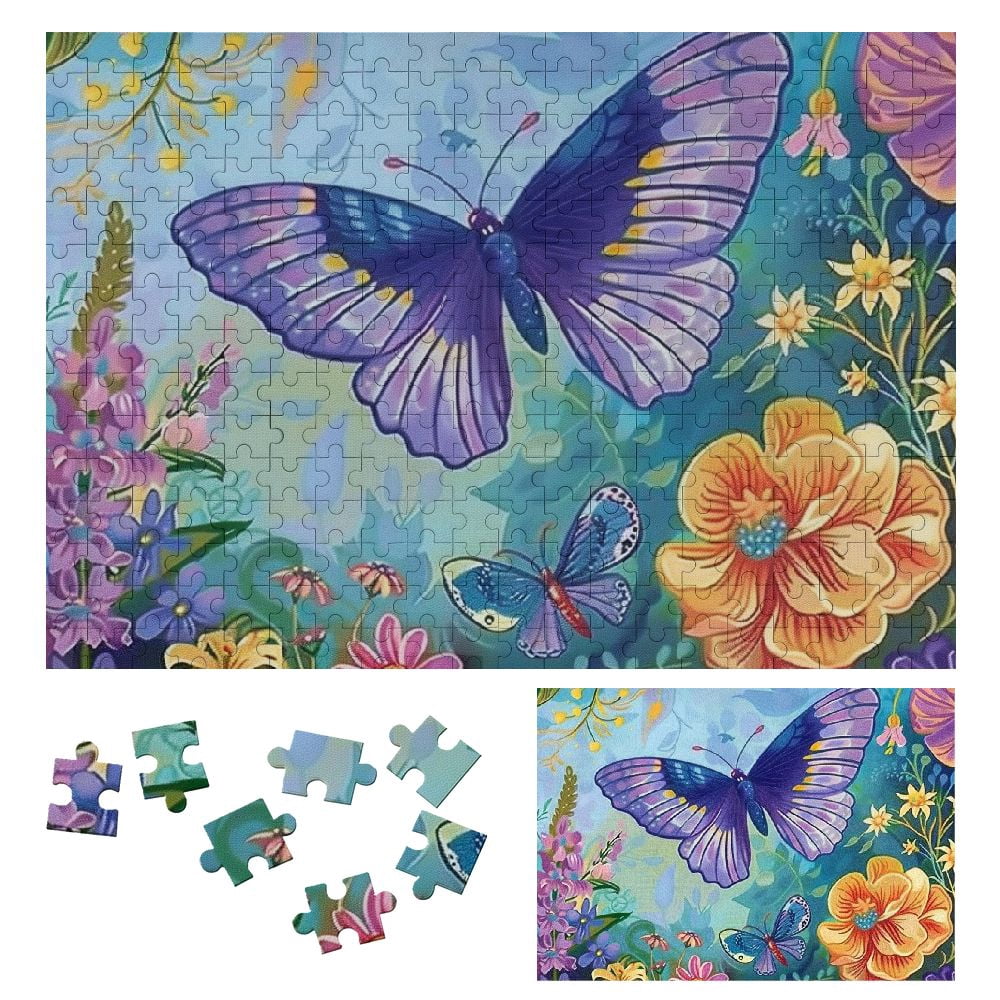 WYYP Butterfly Flowers Blue Bird Wooden Jigsaw Puzzle Challenging ...
