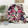 thumbnail image 1 of WYYP Butterfly Pink Super Soft Warm Butterfly Flannel Blanket White, 1 of 6