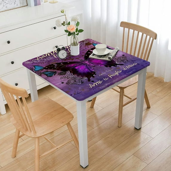 WYYP Butterfly Poem Square Tablecloth Full Width Single-Sided Printing 100% Polyester Fiber 36*36