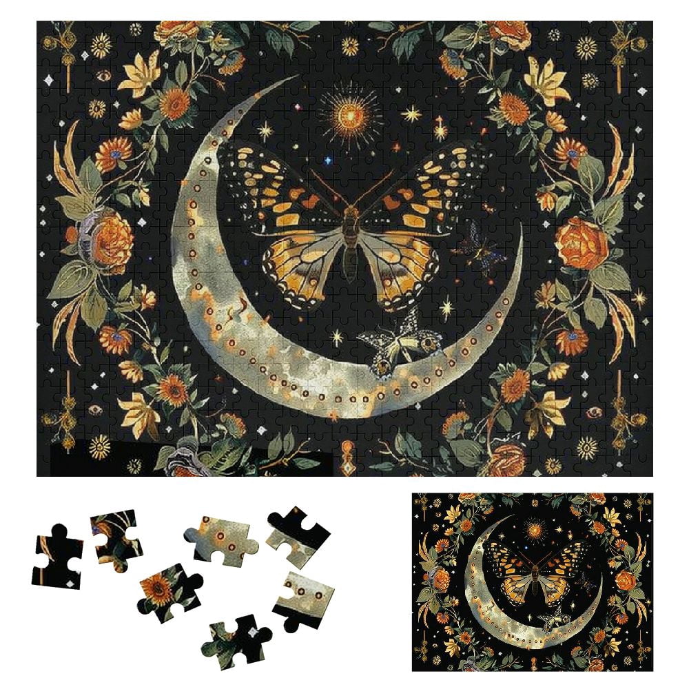 WYYP Butterfly Stars Art Nouveau Wooden Jigsaw Puzzle for Adults and ...