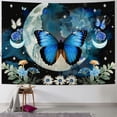 thumbnail image 1 of WYYP Butterfly Tapestry Blue Floral with Vintage Moon Phase Boho Mandala Tapestry Wall Hanging Black and White Galaxy Space Wall Tapestry for Bedroom Aesthetic Living Room Decor, 50x40inch, 1 of 6