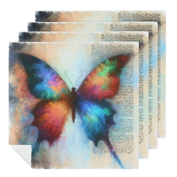 WYYP Butterfly Watercolor Painting Cloth Napkins Polyester Home Decor 6 PCS