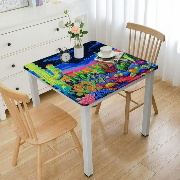 WYYP Cactus Stars Sky Square Tablecloth Great for Home Kitchen/Parties/Holiday Dinner 100% Polyester Fiber 52*52