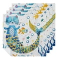 thumbnail image 1 of WYYP Cat Mermaid Stars Cloth Napkins Polyester Home Decor Gift 6 PCS, 1 of 7