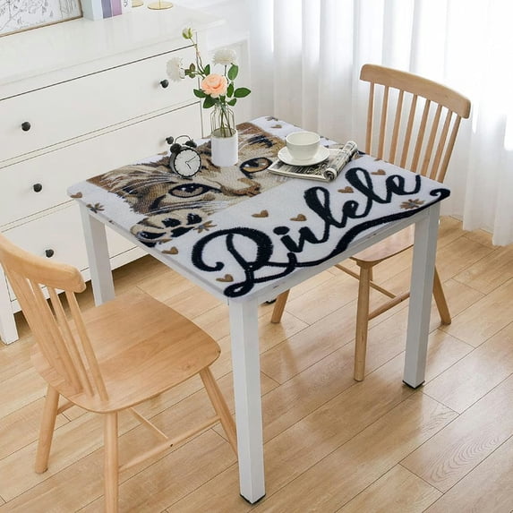 WYYP Cat Paw Print Square Tablecloth Full Width Single-Sided Printing 100% Polyester Fiber 52*52