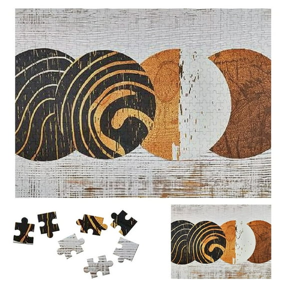 WYYP Circles Geometric Abstract Art Wooden Jigsaw Puzzle for Adults 500 PCS