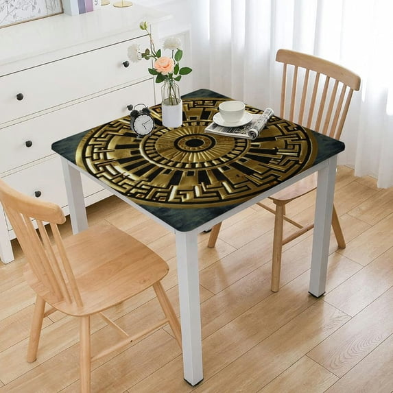 WYYP Circular Design Square Tablecloth 100% Polyester Fiber 46*46
