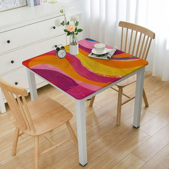 WYYP Colorful Abstract Painting Square Tablecloth 100% Polyester Fiber 52*52