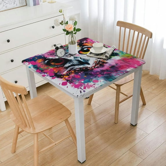 WYYP Colorful Owl Square Tablecloth for Picnic Dining Kitchen Farmhouse 100% Polyester Fiber 52*52