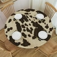 thumbnail image 1 of WYYP  Cow Print Round Waterproof Table Cover Elastic Edged Tablecloth Wipeable Table Mat for Indoor Outdoor Kitchen Party White, 1 of 7