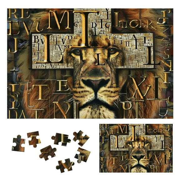 WYYP Cross Lion Jesus Wooden Jigsaw Puzzle Challenging Difficult Wood Puzzles for Adults Gift for Family Friends 1000 PCS