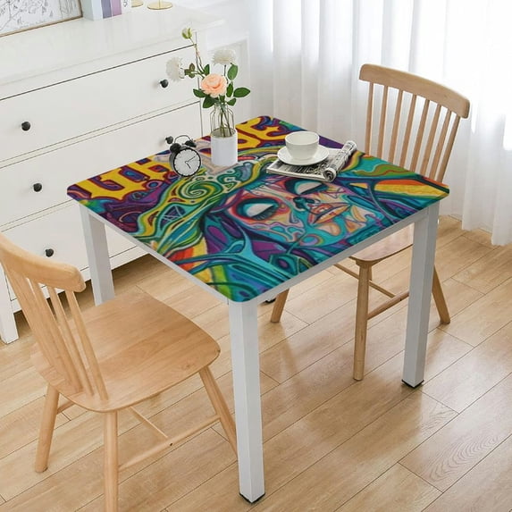 WYYP Cross Woman Psychedelic Art Square Tablecloth Outdoor Picnic Camping and Indoor Kitchen Dining Party 100% Polyester Fiber 46*46