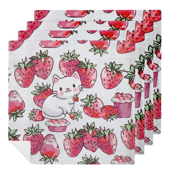 WYYP Cute Cat Cloth Napkins Polyester Gift for Mother's Day Reusable Machine Washable Fabric for Events 6 PCS