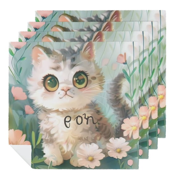 WYYP Cute Cat Polyester Dinner Napkin for Dining Table Kitchen Daily Party Housewarming Farmhouse Decor Gift 2 PCS