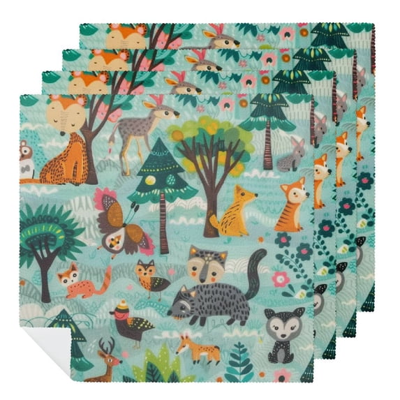 WYYP Cute Cat Polyester Party Dinner Decoration Washable Napkins - Reusable Fabric for Events 4 PCS