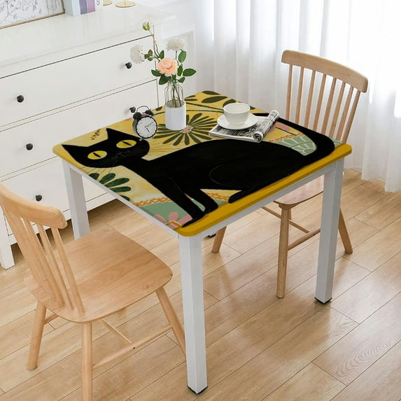 WYYP Cute Cat Square Fitted Tablecloth 100% Polyester Fiber Mother's Day 52*52