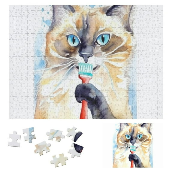 WYYP Cute Cat Wooden Jigsaw Puzzle Challenging Difficult Wood Puzzles for Adults Mother's Day Gift 500 PCS