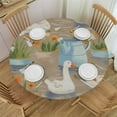 thumbnail image 1 of WYYP  Cute Goose Flowers Fitted Round Table Cover with Elastic Protector Table Kitchen Dinner Waterproof Oil-Proof Tablecloth White, 1 of 7