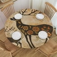 thumbnail image 1 of WYYP Deer Antlers Floral Design Round Tablecloth Waterproof 100% Polyester Fiber White, 1 of 8