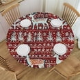 thumbnail image 1 of WYYP Deers Snowflakes Folk Art Round Tablecloth 100% Polyester Christmas Table Cover White, 1 of 8