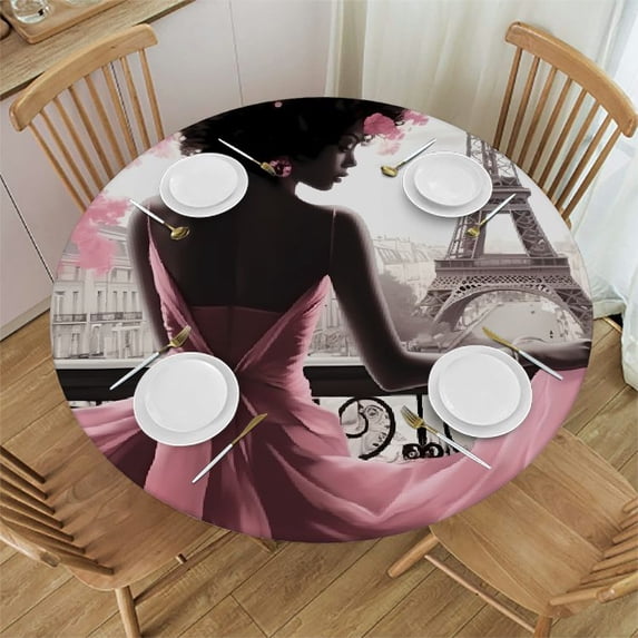 WYYP Dreamlike Round Table Cover 100% Polyester Fiber Great for Home Kitchen/Parties/Holiday Dinner White