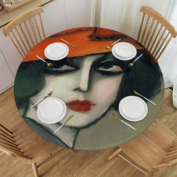 WYYP Elmyr de Hory Round Tablecloth Waterproof 100% Polyester Fiber White