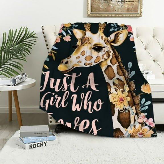 WYYP Excellent Hand Feel Giraffe Gifts - Cute Throw Flannel Blanket White