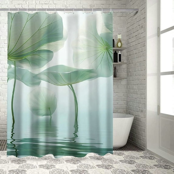 WYYP Exquisite Art Waterproof Shower Curtain Set with Hooks, Various Sizes 100% Polyester Fiber White