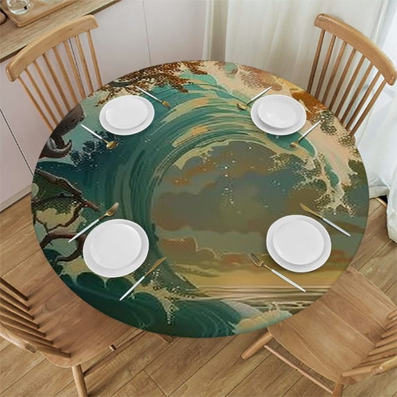 WYYP Fantasy Art Round Table Cloth 100% Polyester Fiber Full Width Single-Sided Printing White