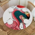 thumbnail image 1 of WYYP Flamingo Palm Tree Round Tablecloth - Great for Home Kitchen/Parties/Holiday Dinner - 100% Polyester Fiber - Christmas Waterproof Resistant Fabric White, 1 of 8