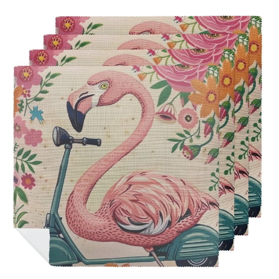 WYYP Flamingo Polyester Party Dinner Decoration Washable Napkins, Reusable Fabric for Events 2 PCS