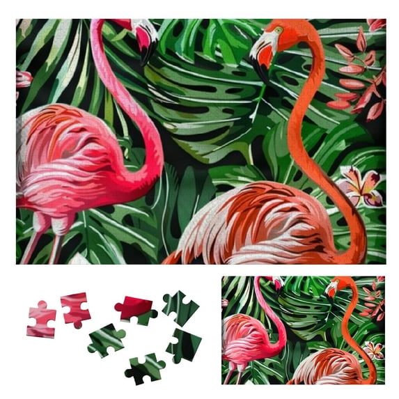 WYYP Flamingo Tropical Leaves Flowers Wooden Jigsaw Puzzle Challenging Difficult Wood Puzzles for Adults Gift for Family Friends 1000 PCS