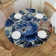 thumbnail image 1 of WYYP Flower Butterfly Rococo Round Tablecloth Waterproof Resistant Fabric 100% Polyester Fiber for Picnic Dining Kitchen Farmhouse White, 1 of 8