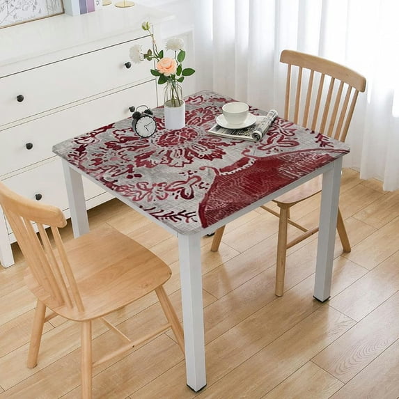 WYYP Flowers, Art Nouveau, Embroidered Square Tablecloth with Elastic Edge 100% Polyester Fiber 36*36