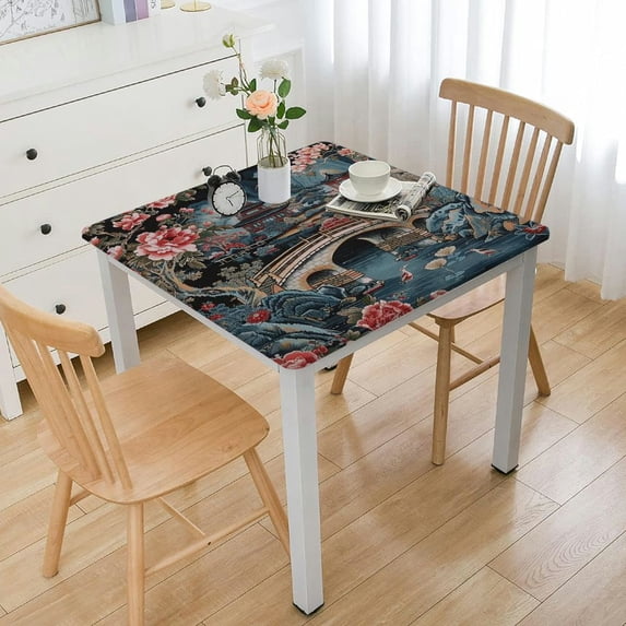 WYYP Flowers Bridge Bird Square Tablecloth 100% Polyester Fiber 46*46