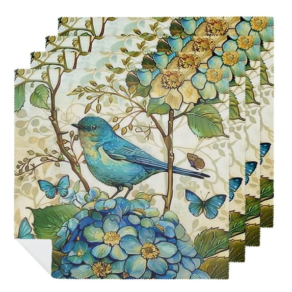 WYYP Flowers Butterflies Polyester Dinner Napkin for Dining Table Kitchen Party Housewarming Farmhouse Decor 2 PCS