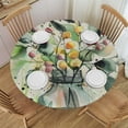thumbnail image 1 of WYYP Flowers, Butterfly Round Tablecloth with Elastic Edge 100% Polyester Fiber Great for Home Kitchen/Parties/Holiday Dinner White, 1 of 8