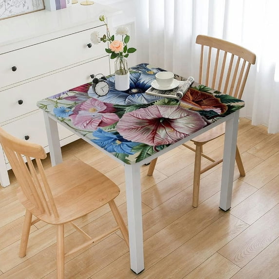 WYYP Flowers Butterfly Square Tablecloth Great for Home Kitchen/Parties/Holiday Dinner 100% Polyester Fiber 52*52