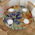thumbnail image 1 of WYYP Flowers Butterfly Watercolor Painting Round Tablecloth Full Width Single-Sided Printing 100% Polyester Fiber Washable for Home Kitchen Outdoor Decoration White, 1 of 8
