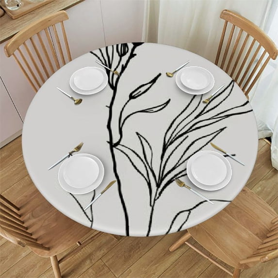 WYYP Flowers Fine Foliage Lace Round Tablecloth - Full Width Single-Sided Printing 100% Polyester Fiber Waterproof White