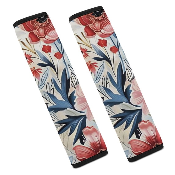 WYYP Flowers Floral Pattern Car Seat Strap Pads Comfortable Car Interior Decor 2Pcs
