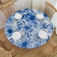 thumbnail image 1 of WYYP Flowers Flowers Round Tablecloth Outdoor Fitted 100% Polyester Fiber with Elastic Edge White, 1 of 8