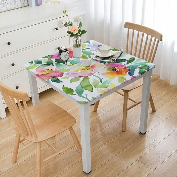 WYYP Flowers Green Leafy Branch Square Table Cloth 100% Polyester Fiber 46*46