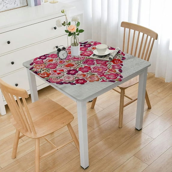 WYYP Flowers Heart Annabel Kidston Square Tablecloth Outdoor Fitted 100% Polyester Fiber 40*40